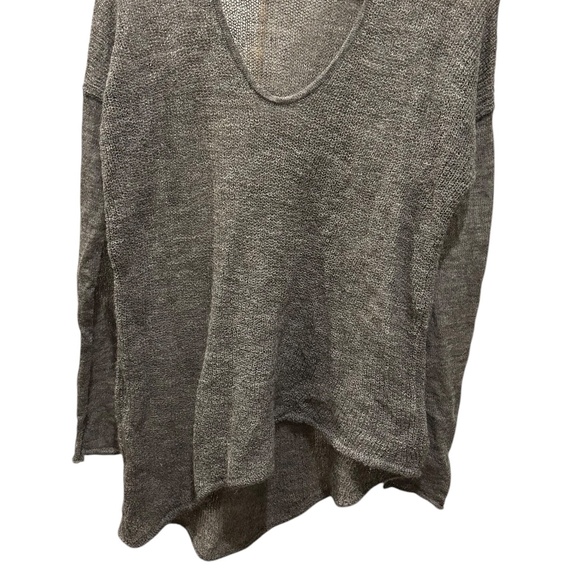 Helmut Lang gray khaki 100% ALPACA v-neck asymmetrical hem sweater L - Picture 2 of 7